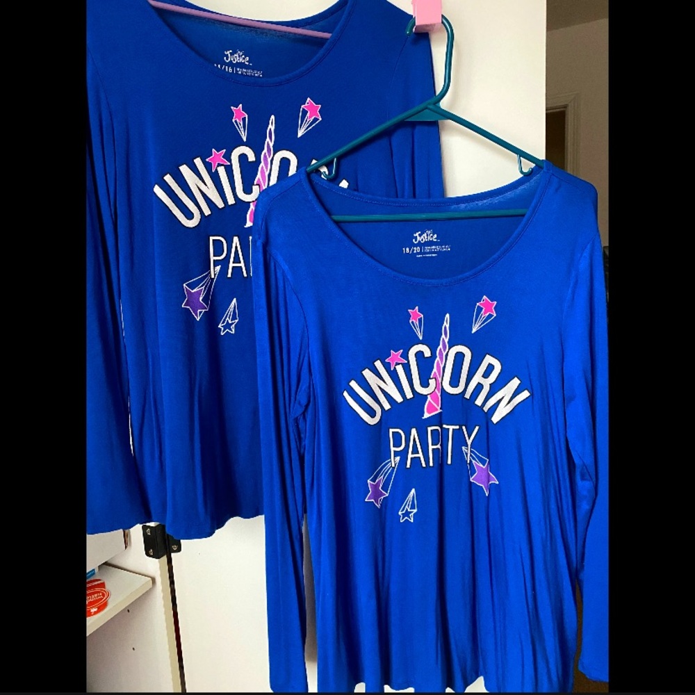Girls Plus Justice Unicorn Party Long Sleeve Top